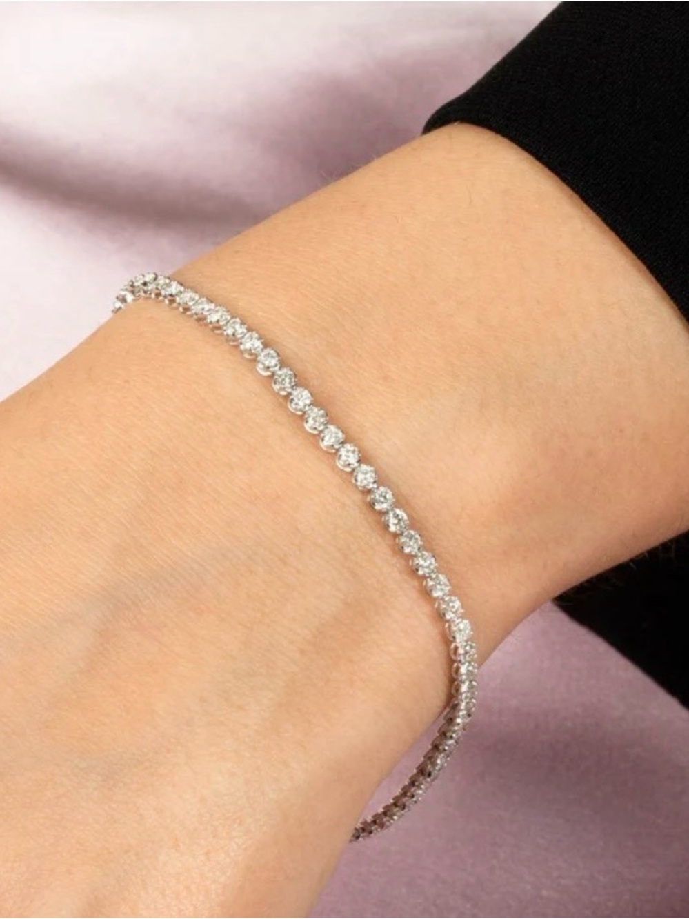3MM Round Bezel Set CZ Tennis Bracelet in Silver 6 Inches In Length